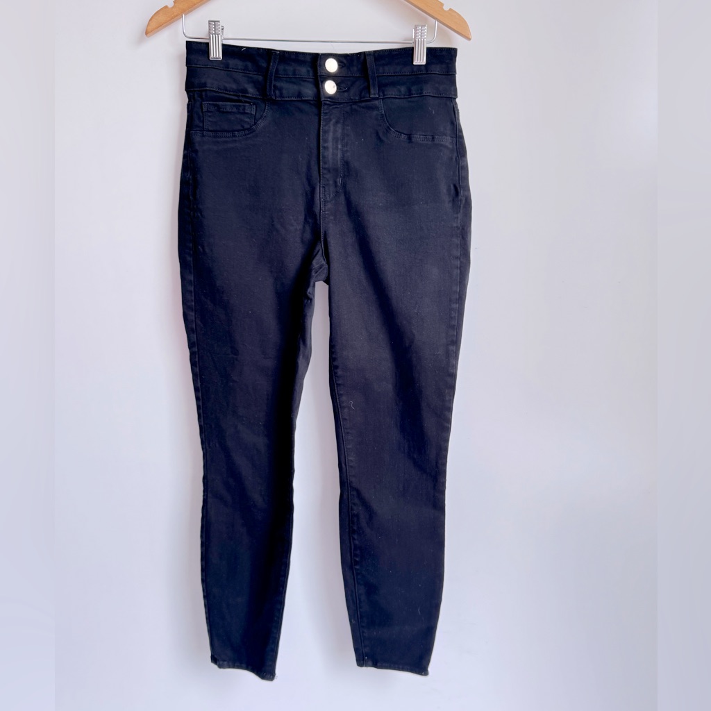 L' Agence Black Denim Jean Women 29 Or 8 Cotton Peyton Skinny High Rise Noir